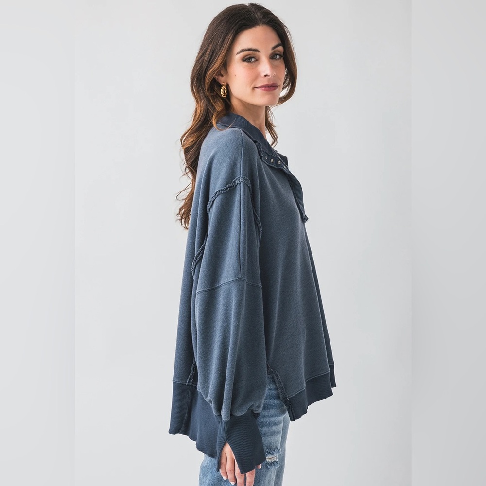 PRICE DROP! We The Free Camden Henley Sweatshirt💙 - Picture 9 of 9